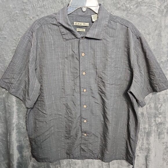 Batik Bay Mens XL Hawaiian Button Short Sleeve Shirt Gray - Picture 1 of 8